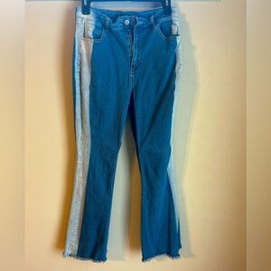 Two toned bell bottom jeans from Versona